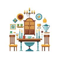 Diverse Icons for Dining Room Setup Design vector