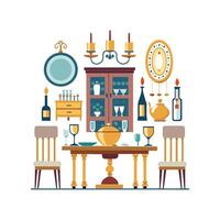 Stylish Dining Room Icons for Elegant Setup vector