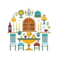 Comprehensive Icon Collection for Dining Room vector