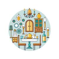 Elegant Icons for Stylish Dining Room vector