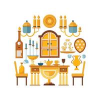 Chic Icon Set for Dining Room Setup vector