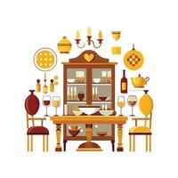 Unique Dining Room Icons for Stylish Design vector