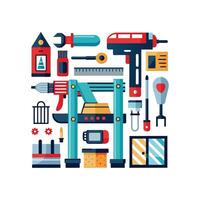 Artistic DIY Icons for Home Improvements vector