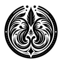 Intricate Black and White Circular Ornamental Featuring Flowing Floral and Geometric Patterns on a White Background. vector