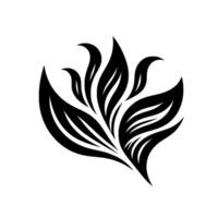 Bold Black and White Floral Abstract stylized leaves arranged in a symmetrical pattern on a pristine white backdrop, evoking elegance. vector