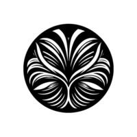 Intricate Black and White Floral in a Circle, Symbolizing Harmony and Balance, with a Modern, Minimalist Aesthetic. vector