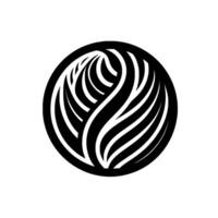 A Bold Black and White Abstract Floral Within a Circle, Featuring Curved Lines, Symbolic of Growth and Harmony. vector