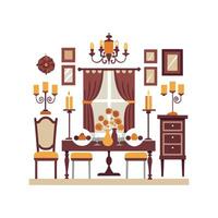 Elegant Dining Room Icons for Stylish Tables vector