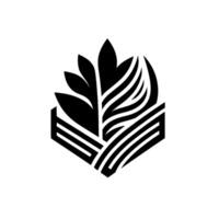 Stylized black and white featuring abstract botanical shapes and geometric , representing natural elements within an artistic framework. vector