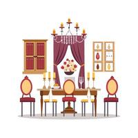 Quality Icons for Long Dining Room Setup vector