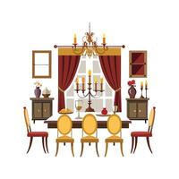 Stylish Long Dining Room Icons for Design vector