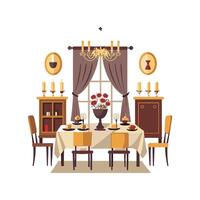 Creative Long Dining Room Icons for Setup vector
