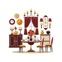 Quality Dining Room Icons for Long Tables vector