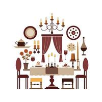 Stylish Icons for Elegant Dining Room Setup vector