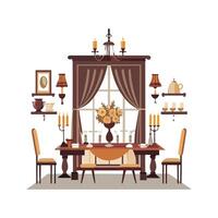 Elegant Icons for Long Dining Table Setup vector