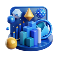 elegant abstract Blue Data Visualization Graphic Transparent for Tech Presentations authentic png