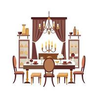 Quality Long Dining Setup Icons vector