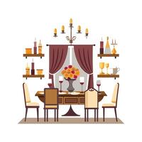 Comprehensive Icons for Long Dining Room Setup vector