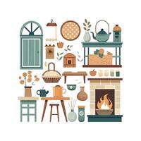 Stylish Icons for Farmhouse Interior Design vector