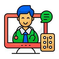 A unique design flat icon of online doctor vector