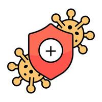 A flat design icon of covid security vector