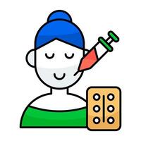Conceptual flat design icon of face injection vector