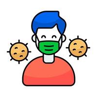 Modern flat design icon of wearing mask vector