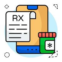 Trendy flat design icon of rx vector