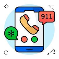 Perfect flat design icon of mobile 911 call vector