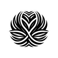 Symmetrical Black and White Floral , Abstract Ornament, Geometric Pattern on White Background, Symbolic and Decorative. vector