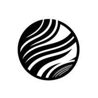 Abstract black and white circular , featuring stylized wavy lines and negative space, suggesting fluid motion and contrast. vector