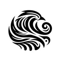 Stylized Black and White Raven Crest A symmetrical evoking flight, power, and ancient symbolism, set against a stark white background. vector