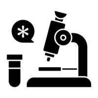 A lab research tool icon, solid design of microscope vector