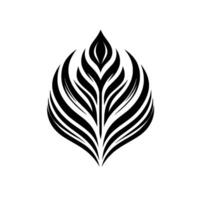 Abstract Black and White Floral with Symmetrical Lines, Suggesting Growth Elegance on a White Background. vector