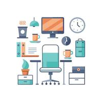 Diverse Icons for Ergonomic Office Setup vector