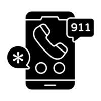 Perfect design solid of mobile 911 call vector