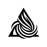 Abstract Black and White Geometric A Triangular Frame Enclosing Swirling, Striped Forms with a Modern, Minimalist Aesthetic. vector