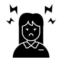 Conceptual solid design icon of headache vector