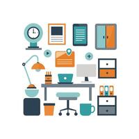 Elegant Office Setup Icons for Ergonomic Design vector