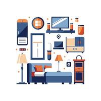 Chic Icons for Luxury Hotel Rooms vector