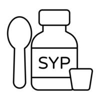 Perfect Linear icon of syrup bottle vector