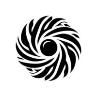 Bold, black and white vortex with curved lines radiating around a central dark circle, creating a mesmerizing abstract pattern on a white background. vector