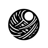Abstract Black and White Circular Featuring Interwoven Lines, Shapes, and a Central White Circle vector