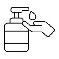 A Linear design icons of hand sanitizer vector