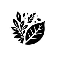Monochromatic Illustration Stylized Botanical Elements of Leaves, Berries, and Foliage Composed in a Circular Arrangement. vector
