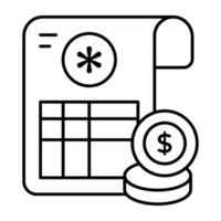 Trendy design Linear icon of medical bill vector