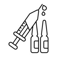 Premium download Linear icon of injection with vials, vaccination vectors