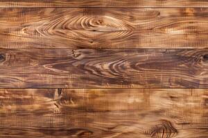 Rustic wooden teak planks with rich brown tones and natural grain patterns, ideal for backgrounds or textures. photo
