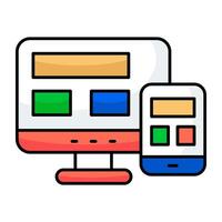 An flat design icon of responsive design vector