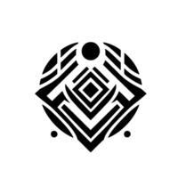 Abstract Black and White Geometric with Diamond and Circular Shapes, Minimalist and symmetrical composition on White Background. vector
